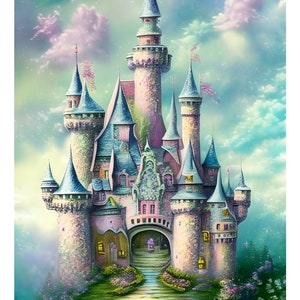Carta di riso per decoupage / Castello delle fiabe / Tessuto di gelso / Scrapbooking / 1 foglio A4 / 30 g/2