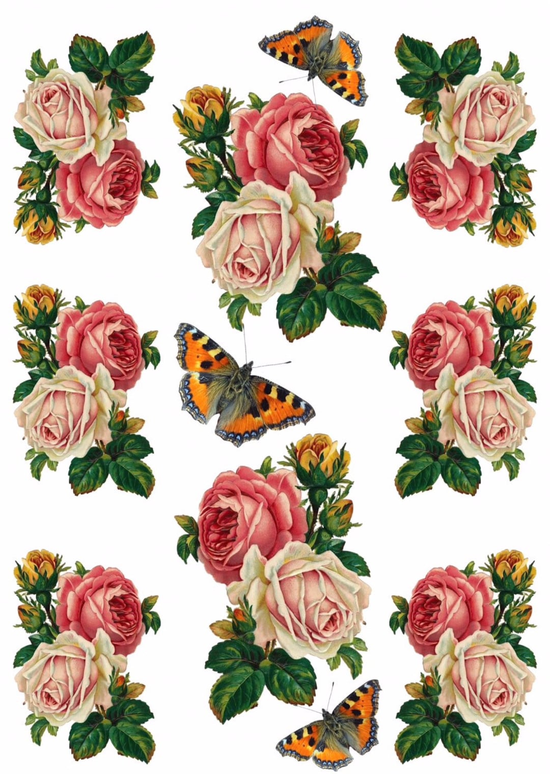 Vintage Rose Rice Paper for Decoupage / Mulberry/ Scrapbooking / Card ...