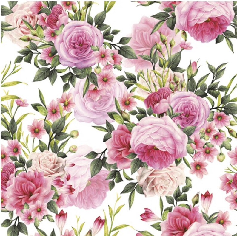 4 Decoupage Paper NapkinsVintage Rose Floralfor ScrapbookingAltered ArtCard Making Paper CraftServiette