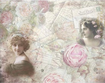Carta di riso Vintage Romance: foglio di carta per decoupage A4 (R1107)