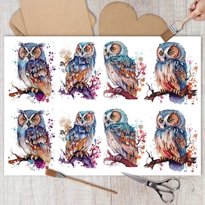 Papier de riz hibou pour découpage, collage d'oiseaux, éphémères de scrapbooking, fabrication de cartes, travaux manuels décoratifs en papier, journaux, décoration DIY