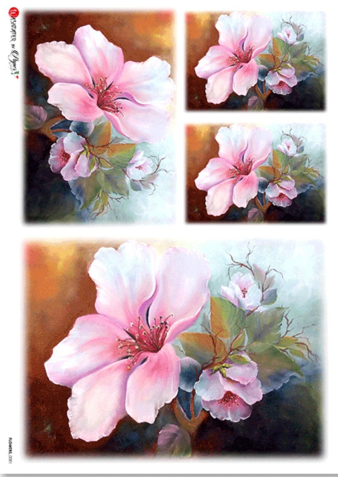 Rice Paper for Decoupage Pink Hibiscus Decorative Mulberry Etsy