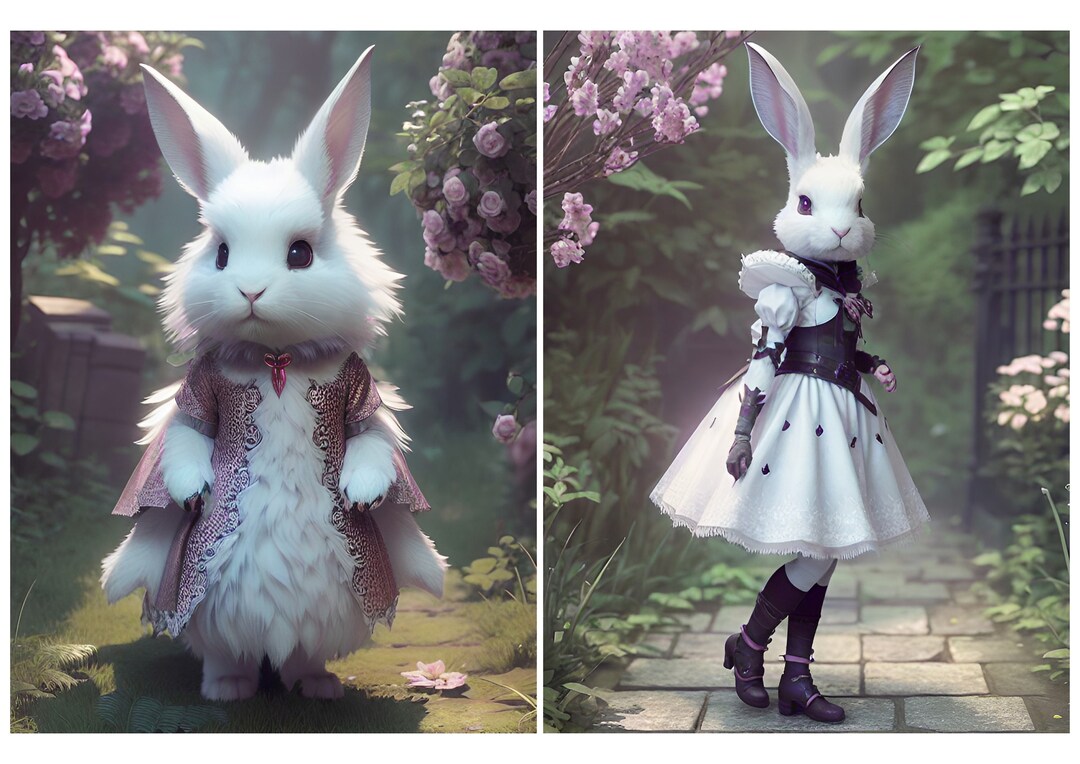 Fantasy Gothic Rabbits, Rice Paper for Decoupage, Art Print ...