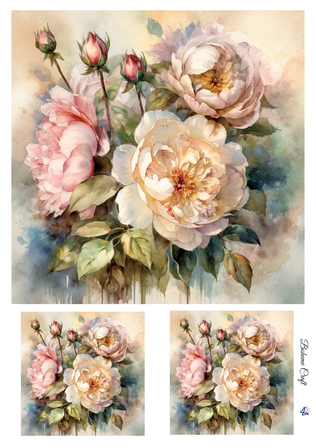 Vintage Roses Rice Paper for Decoupage, Scrapbooking, Journals, Card ...