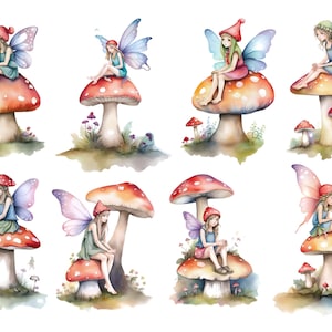 Carta di riso per decoupage / Fata fantasy su collage di funghi / Tessuto di gelso / Scrapbooking / 1 foglio A4 / 30 g/2
