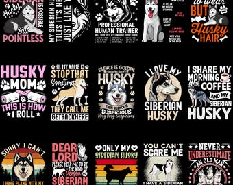 Siberian Husky T-Shirt Designs Bundle, Dog Lover Graphics (PNG, SVG, EPS)