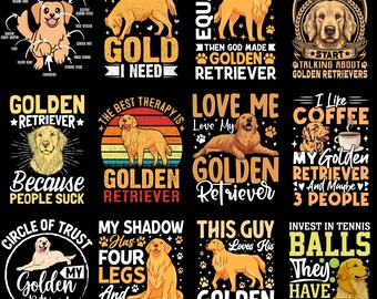 Golden Retriever T-Shirt Designs, Dog Lover Bundle (PNG, SVG, EPS)