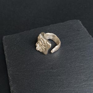 Raw Silver Statement Ring | Organic Textured Adjustable Band | Handmade Brutalist Jewelry | Unisex Chunky Ring | Artisan Gift for Her or Him