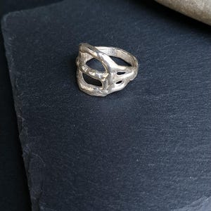 Handmade Sterling Silver Statement Ring: Abstract Skeleton Design