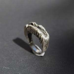 Textured Sterling Silver Statement Ring: Handmade Rustic Band