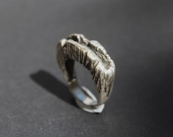 Textured Sterling Silver Statement Ring: Handmade Rustic Band