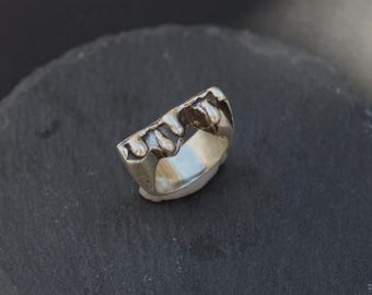 Handmade Molten Sterling Silver Ring: Chunky Gothic Band