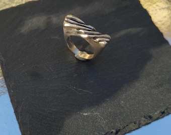 Handmade Sterling Silver Wave Ring: Oxidized Sculptural Jewelry