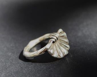 Handmade Sterling Silver Seashell Ring: Ocean Beach Jewelry