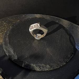 Handcrafted Sterling Silver Geometric Ring with Textured Detail – Modern Unisex Statement Jewelry