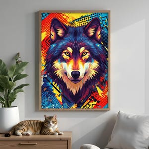 Póster de animales de arte pop, impresiones coloridas de vida silvestre, arte mural de animales estilo grafiti para decoración del hogar, la oficina o el estudio, arte animal artístico.