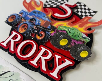 Gepersonaliseerde monstertruck-taarttopper | Verjaardagstaarttopper