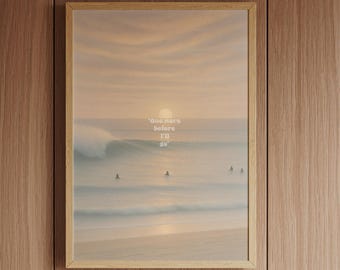 Minimalist Sunset Surf Print | Coastal Ocean Wall Art