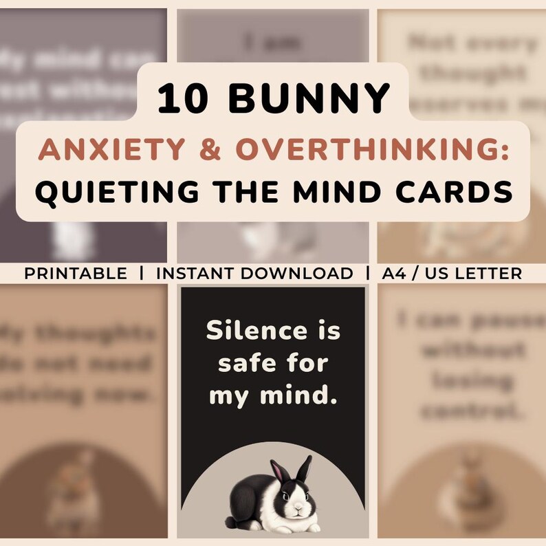Overthinking Card Printable Anxiety & Overthinking Cards: Quieting the Mind Affirmation ...