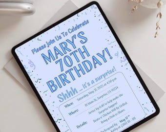 Editable Birthday Invitation Template - Customizable Surprise Party Invite - Instant Download Canva - Surprise Birthday, Celebration, Party
