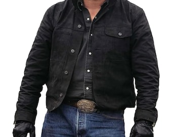 Mens Rip Wheeler Costume Jacket TV Series Rip Stone Western Style Cowboy Jacket Black Trucker Jacket Men