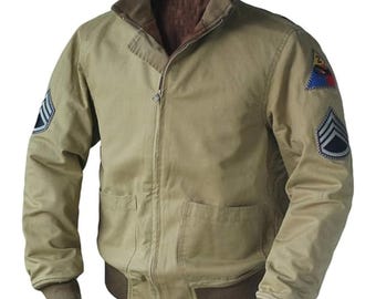 Mens WW2 Tanker Field Military Jacket WWII US Army Uniform Wardaddy Fury Inspired Cotton Bomber Jacket with Military Patched