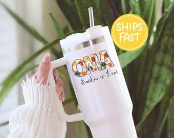 Oma tumbler with grandkid names tumbler, 40oz tumbler personalized oma gifts for mothers day, oma travel mug, oma mug custom name tumbler