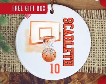 Custom Basketball Ornament, Personalized Basketball Christmas Ornament for Basketball Player Gifts Ornament for Basketball Team Keepsake