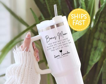 Bonus mom tumbler, customized tumbler bonus mom gifts, bonus mom birthday gifts tumbler with name, bonus mom mug for mother day gift