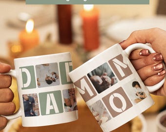 Custom MOM or DAD Photo Collage Mug – Personalized Picture Gift, Baby Photo Mug, Family Gift for Mom or Dad, New Parent Mug, Mom Photo Mug
