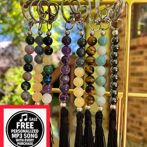 Crystal Keychain – Natural Gemstone Keyring – Healing Stone Charm – Boho Witchy Keychain – Raw Crystals – Spiritual Gift for Her”