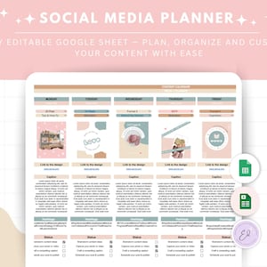 Social Media Planner: Content Calendar, Hashtag Manager (Google Sheet/Excel Version)
