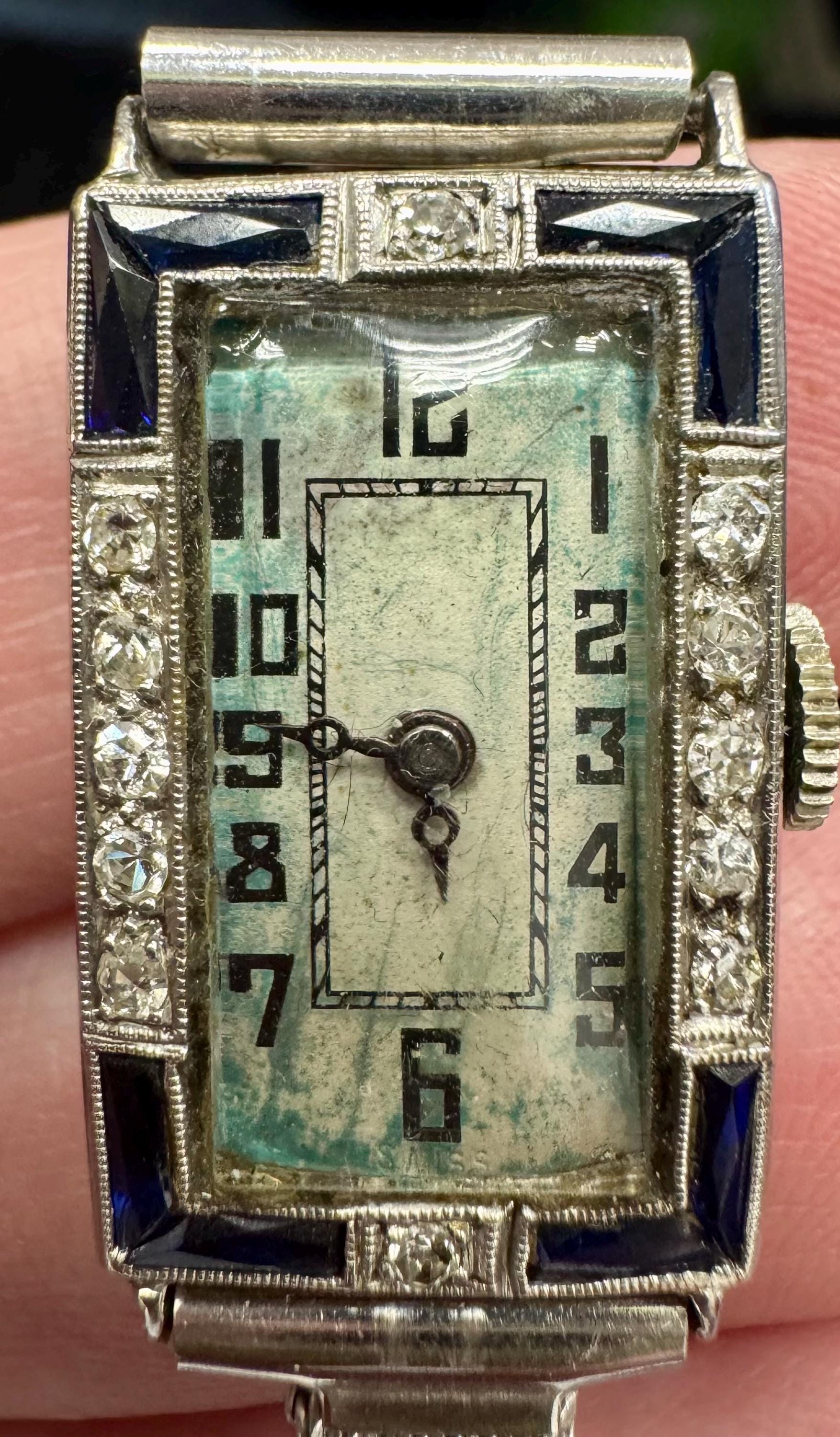 Vintage Standel Sapphire Crystal Women\'s Diamond Two Tone Homage Watch 2S4722 Vintage Tank Watch / Gold Watch / Blue Sister / Ladies  main image 3