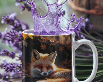 Autumn Fox Coffee Mug: Cozy Wildlife Ceramic Tea Cup