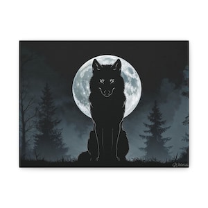 Black Wolf Canvas Print: Mystic Animal Wall Decor