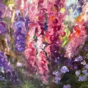 Lupine Flower Painting, Original Oil Painting, Modern Still Life, French Landscape Painting, Nature Painting, Medium Size. Gift Item image 5