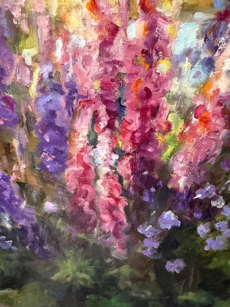 Lupine Flower Painting, Original Oil Painting, Modern Still Life, French Landscape Painting, Nature Painting, Medium Size. Gift Item image 5