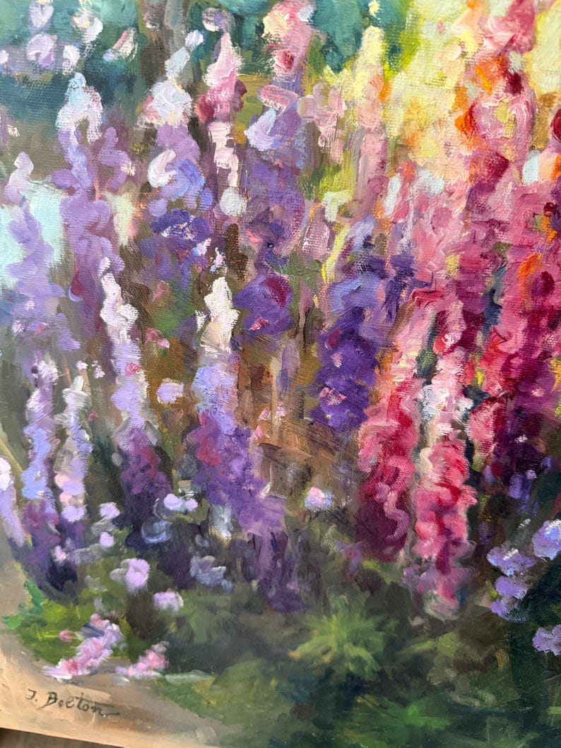 Lupine Flower Painting, Original Oil Painting, Modern Still Life, French Landscape Painting, Nature Painting, Medium Size. Gift Item image 4