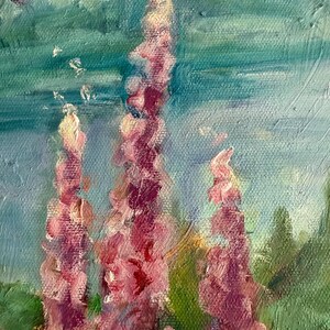 Lupine Flower Painting, Original Oil Painting, Modern Still Life, French Landscape Painting, Nature Painting, Medium Size. Gift Item image 3