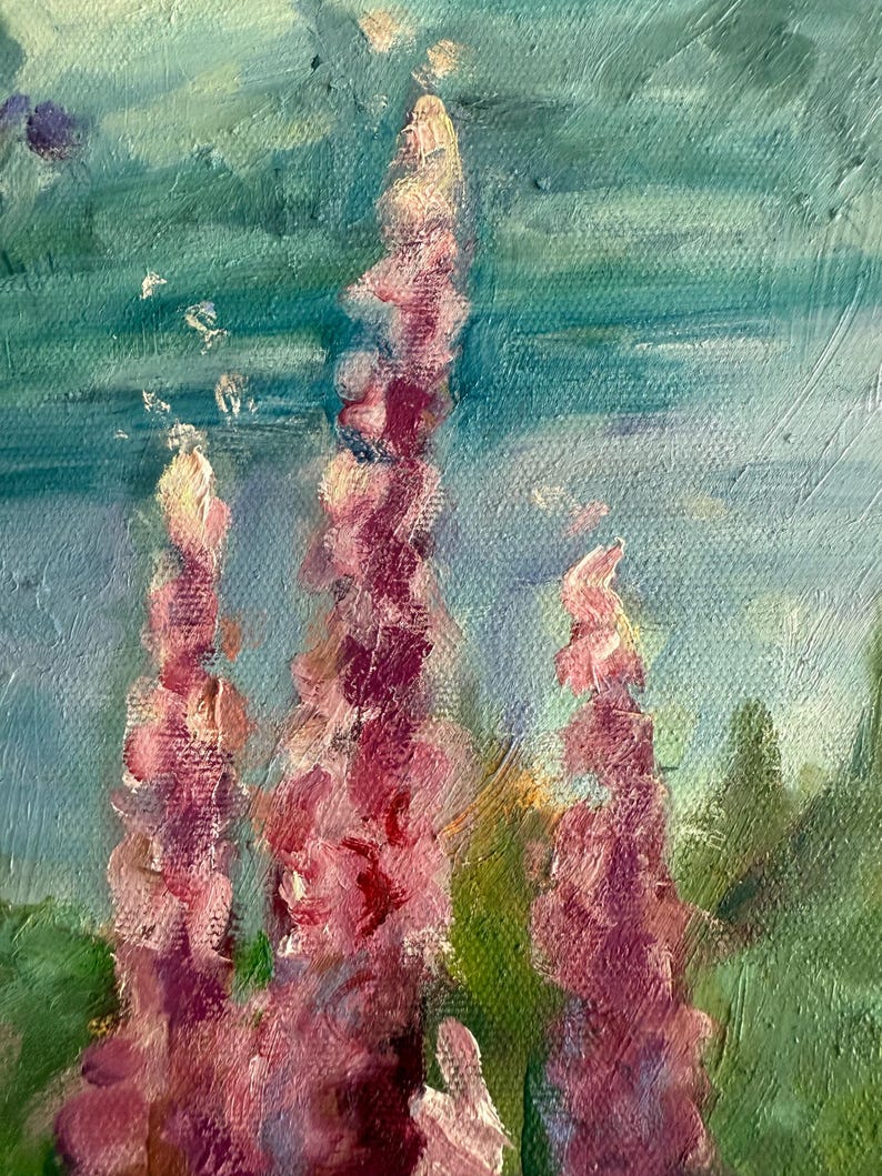 Lupine Flower Painting, Original Oil Painting, Modern Still Life, French Landscape Painting, Nature Painting, Medium Size. Gift Item image 3