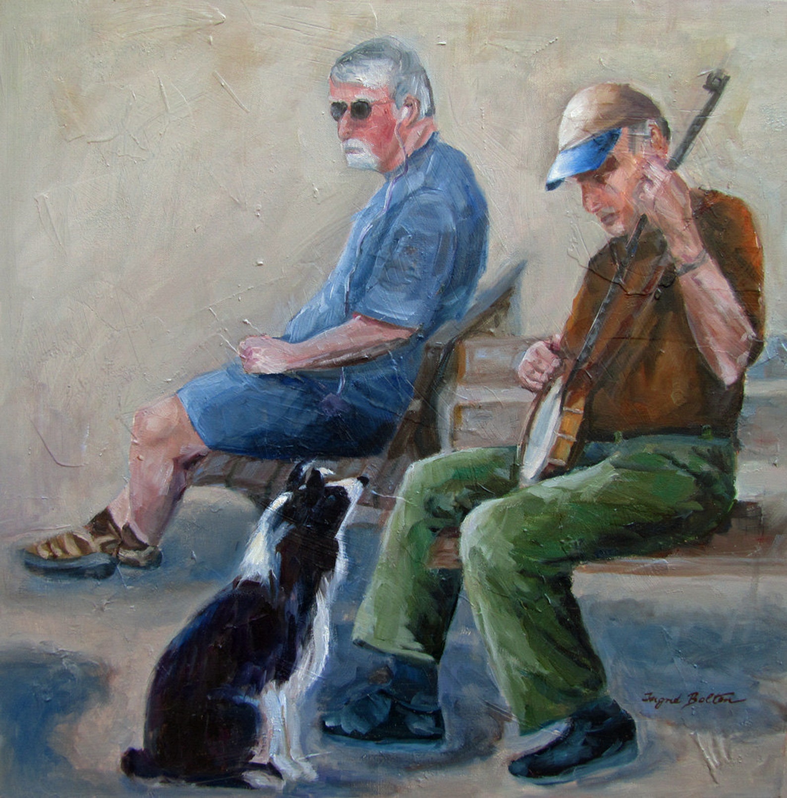 Banjo Man. Banjo Player With Dog Original Oil Painting Man Etsy