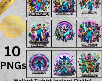 Gaming Movie Characters PNG: Cartoon Pixel Art (Digital Download)