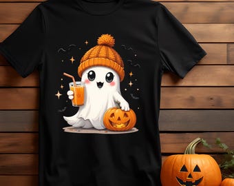 Halloweenspook, png, koffie en pompoenontwerp (digitale download)