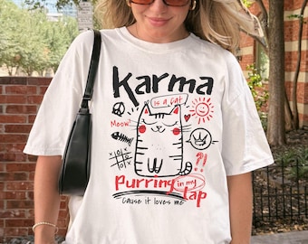 Funny Cat Shirt, Cute Cat Graphic Tee, Cat Lover Gift,Funny Animal Shirt, Cat Mom Shirt, Pet Lover Gift, Trendy Graphic Tee, Karma Cat Shirt