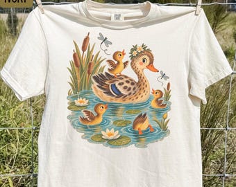 Vintage-Enten-Shirt, süßes Entenmama-Shirt, Cottagecore-Grafik-T-Shirt, Geschenk für Entenliebhaber, Retro-Enten-Shirt, Naturliebhaber-T-Shirt, Bauernhoftier-Shirt