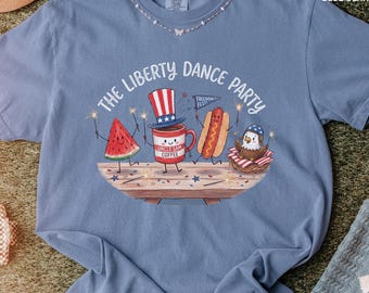 4th of July Shirt, Patriotic Doodle Tee, Cute America Shirt, Comfort Colors Graphic Tee, Independence Day Shirt, Retro Summer Shirt