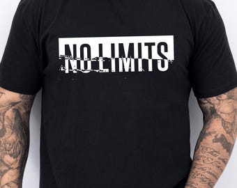 No Limits Gym Shirt, Motivational Workout T Shirt, Fitness Training Tee, Bodybuilding Gym Wear, Weightlifting Shirt for Men & Women