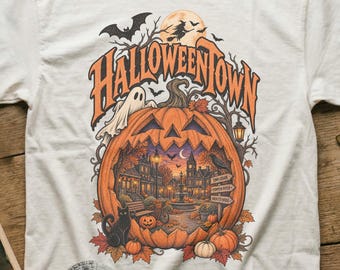 Halloween-T-Shirt, Vintage-Halloween-Shirt, Kürbis-T-Shirt, Grusel-Shirt, Retro-Halloween-T-Shirt in bequemen Farben