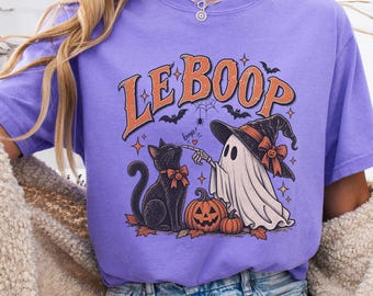 Le Boop Halloween-Shirt, Schwarze Katze Halloween-T-Shirt, Katzenmama-Shirt, Lustiges Geister-Shirt, Gruselsaison, Vintage Halloween Comfort Colors Shirt