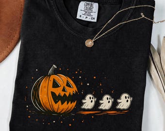 Comfort Colors Halloween-Shirt, Lustiges Kürbis-Geister-Meme-T-Shirt, Retro-Halloween-T-Shirt, Niedliches Grusel-Geister-Shirt, Vintage-Herbst-Grafik-T-Shirt